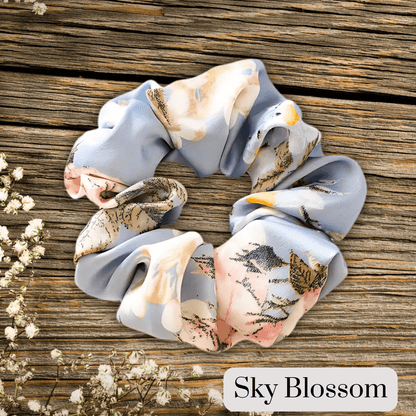 Handmade Floral Satin Scrunchie for Damage - Free Hair Styling - Small Size - PHC