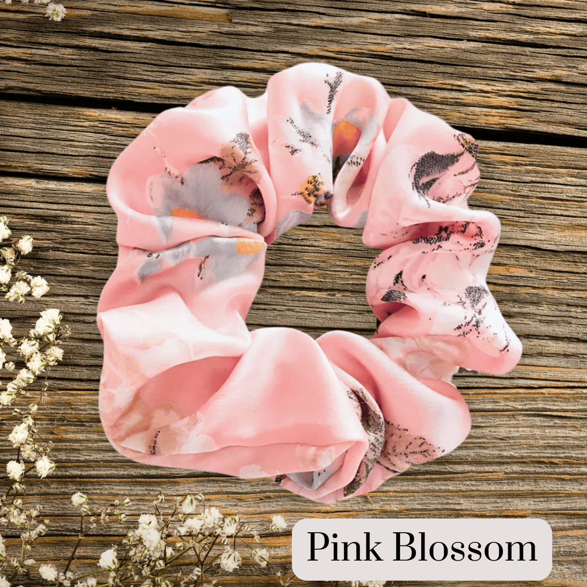 Handmade Floral Satin Scrunchie for Damage - Free Hair Styling - Small Size - PHC