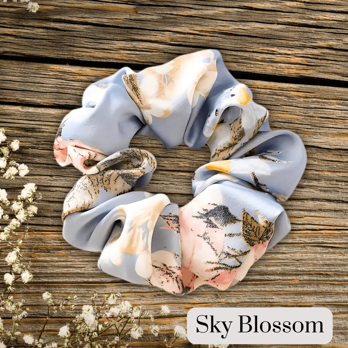 Handmade Floral Satin Scrunchie for Damage - Free Hair Styling - Small Size - PHC