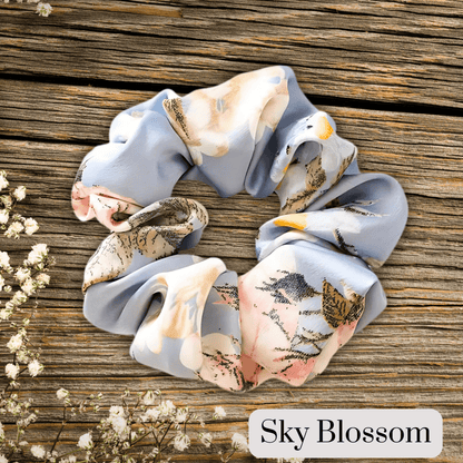Handmade Floral Satin Scrunchie for Damage - Free Hair Styling - Small Size - PHC