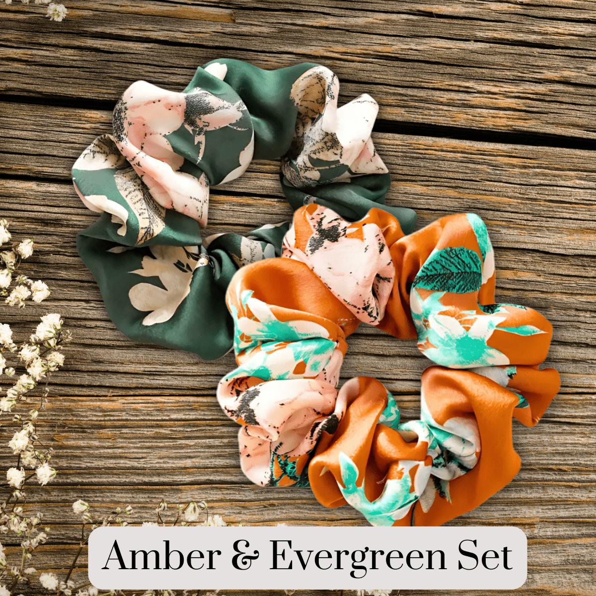 Handmade Floral Satin Scrunchie for Damage - Free Hair Styling - Small Size - PHC