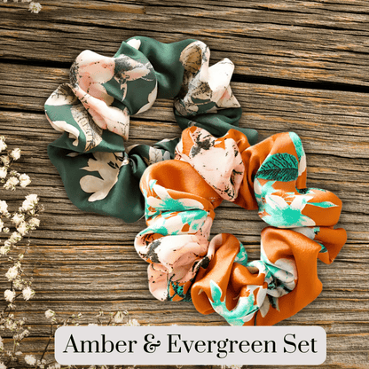 Handmade Floral Satin Scrunchie for Damage - Free Hair Styling - Small Size - PHC