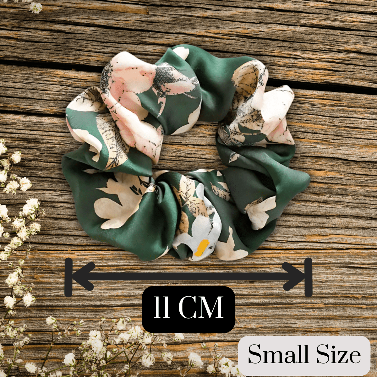 Handmade Floral Satin Scrunchie for Damage - Free Hair Styling - Small Size - PHC