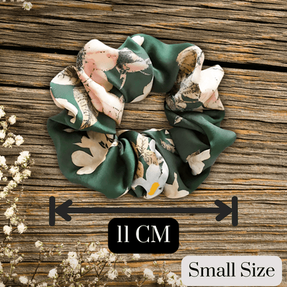 Handmade Floral Satin Scrunchie for Damage - Free Hair Styling - Small Size - PHC