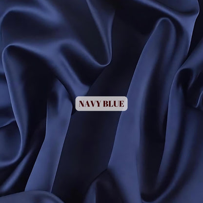 Handmade Navy Blue Satin Hair Bonnet: Adjustable Sleep Cap - PHC