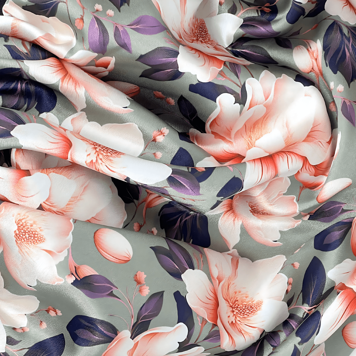 Handmade Satin Lined Hair Bonnet with Adjustable Stretch Ties for All Hair Types | Olive Green Magnolias Print - PHC