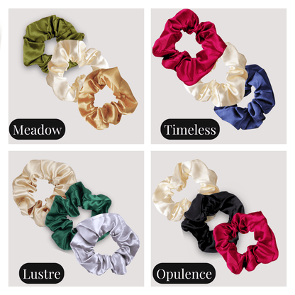 Handmade Satin Scrunchie for Damage - Free Hair Styling - Small Size - 3 PIECE SET - PHC