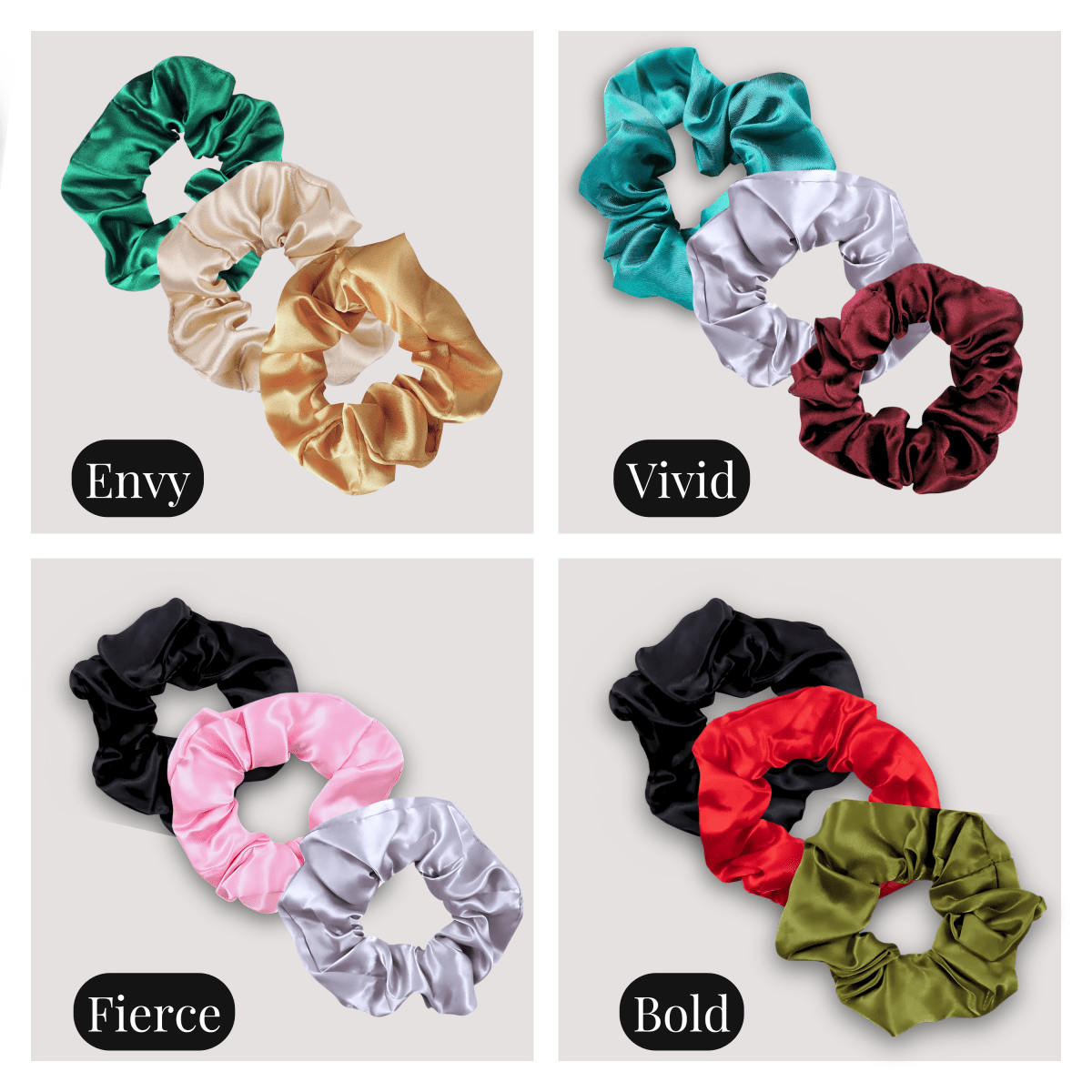 Handmade Satin Scrunchie for Damage - Free Hair Styling - Small Size - 3 PIECE SET - PHC