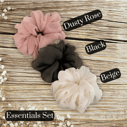 Handmade Sheer Chiffon Scrunchie, Elegant and Voluminous Hair Accessories For All Hair Types - PHC