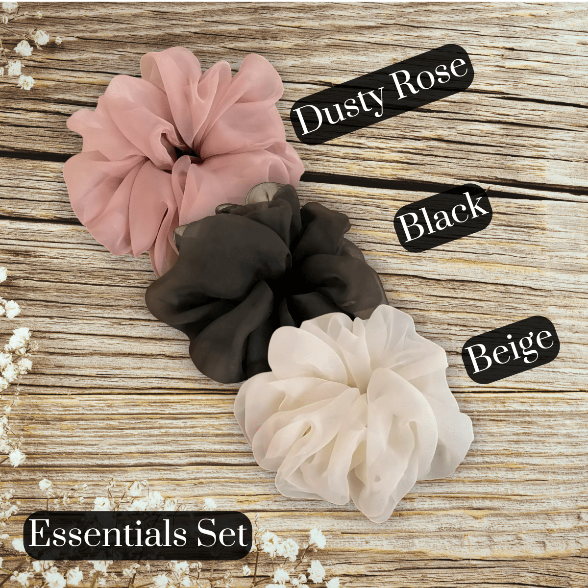 Handmade Sheer Chiffon Scrunchie, Elegant and Voluminous Hair Accessories For All Hair Types - PHC