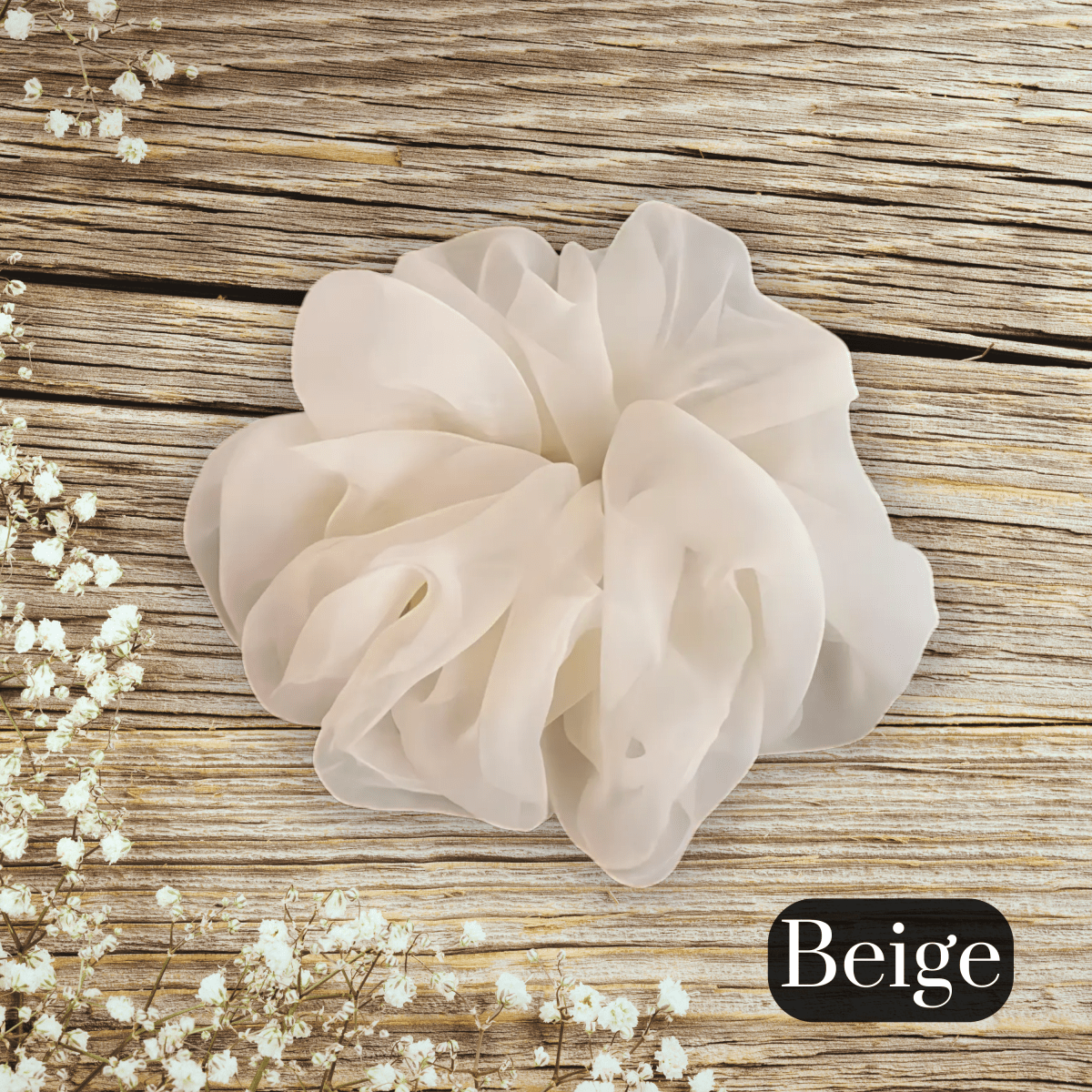Handmade Sheer Chiffon Scrunchie, Elegant and Voluminous Hair Accessories For All Hair Types - PHC