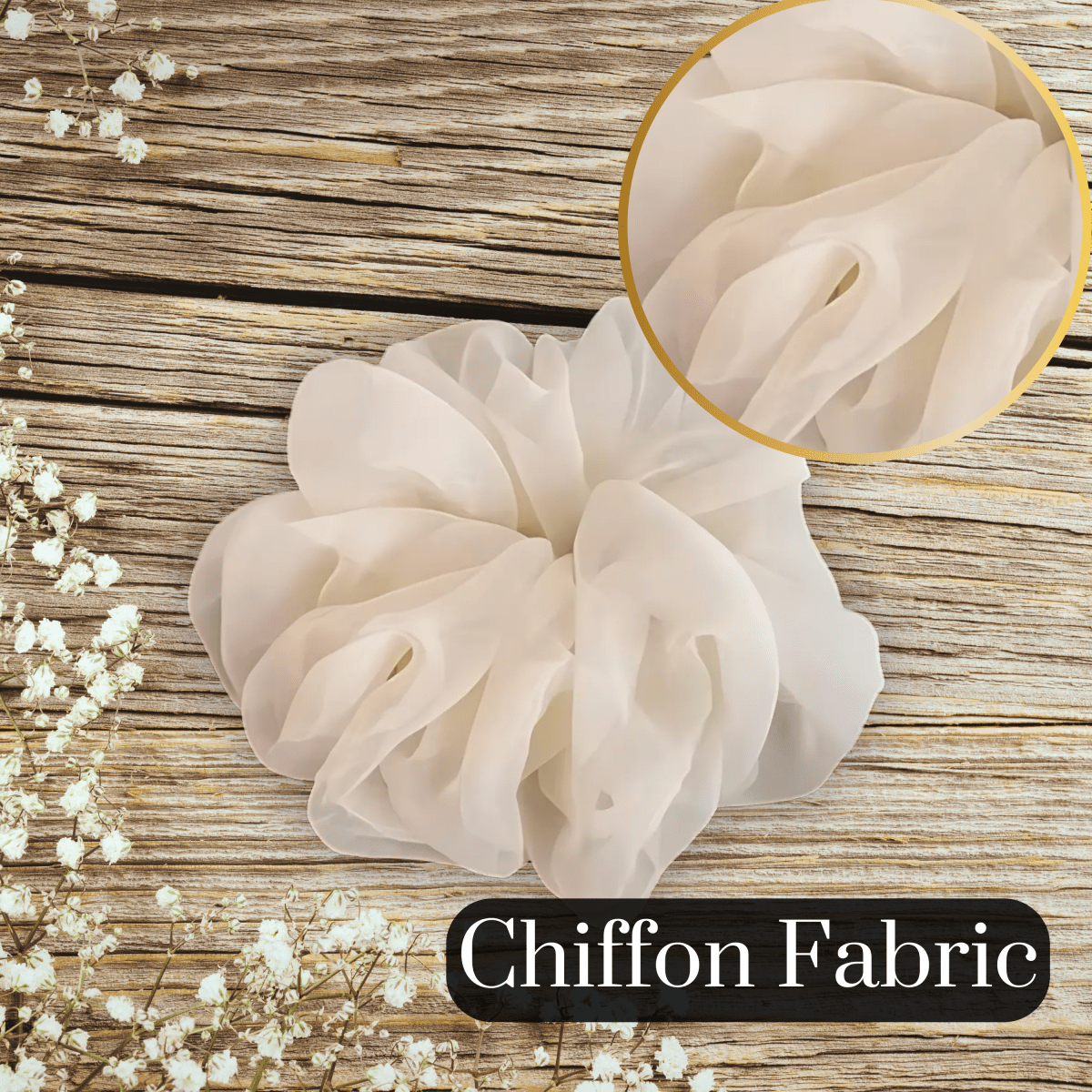 Handmade Sheer Chiffon Scrunchie, Elegant and Voluminous Hair Accessories For All Hair Types - PHC