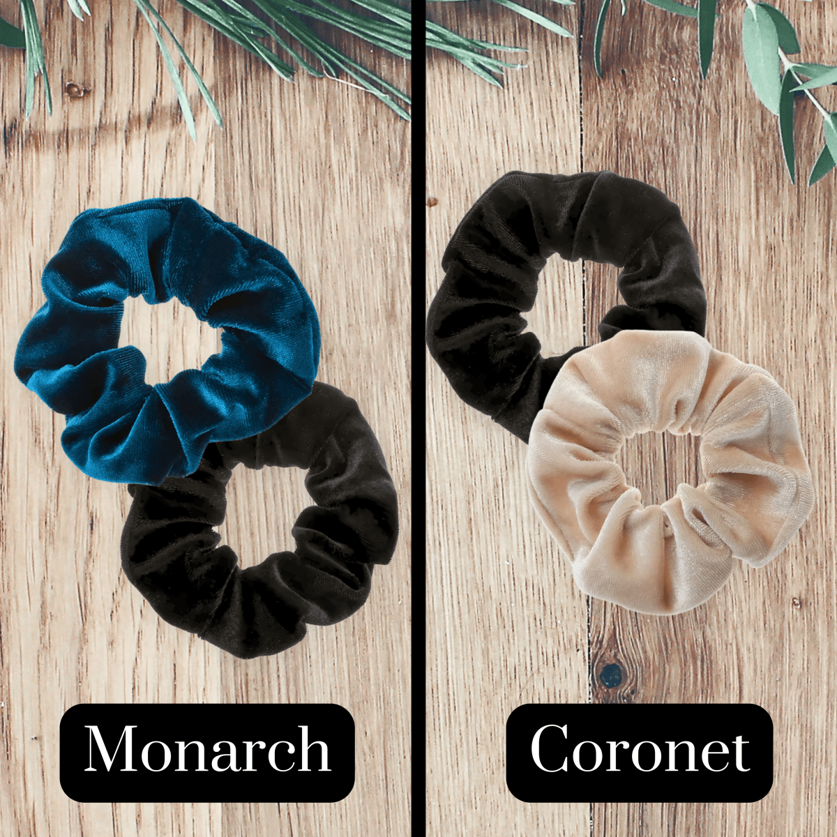 Handmade Velvet 2 Piece Scrunchie Set for Damage - Free Hair Styling - Small Size - PHC