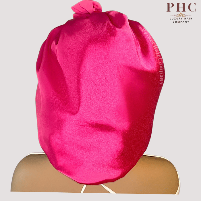 Hot Pink Satin - Lined Stretch Tie Bonnet - PHC