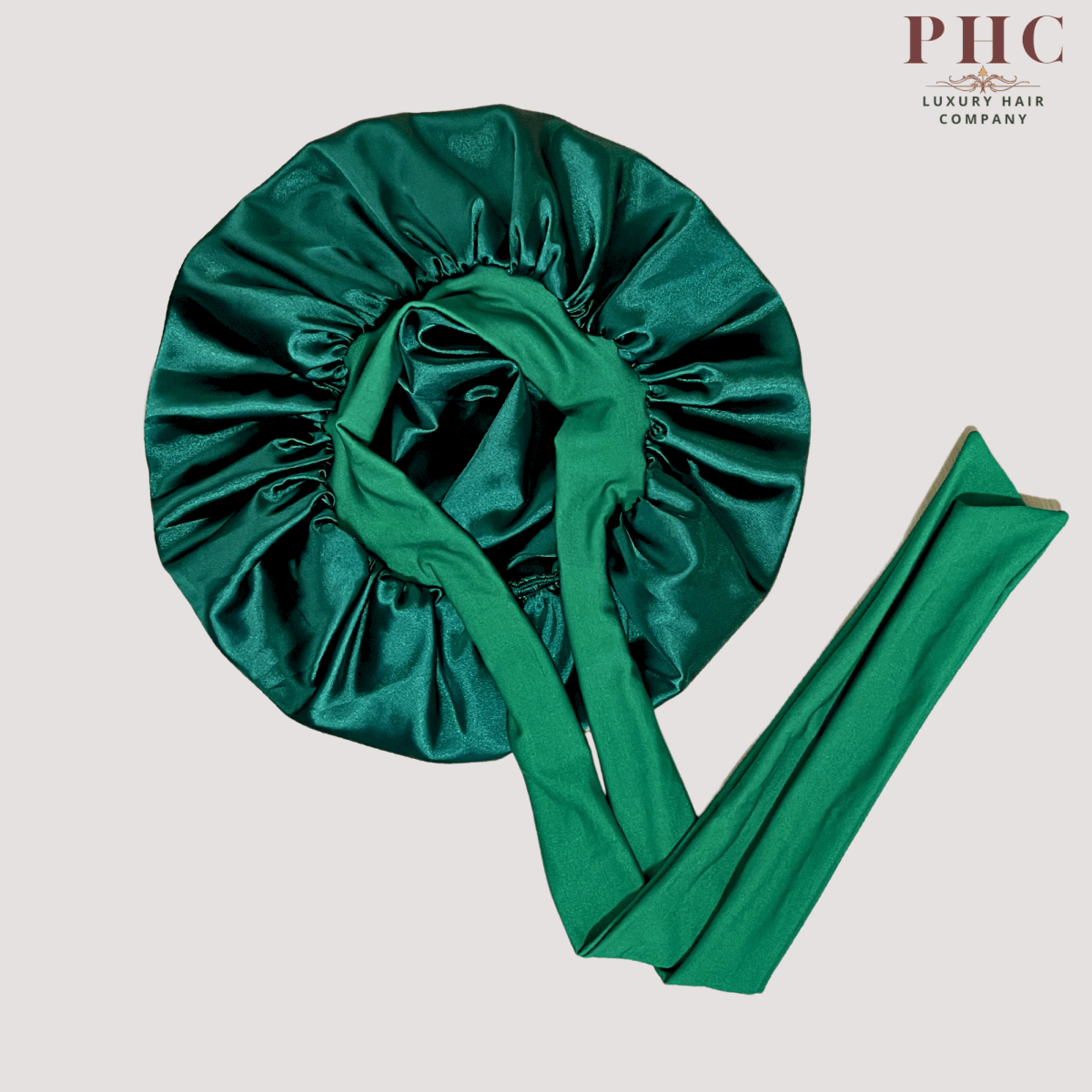 Hunter Green Satin - Lined Stretch Tie Bonnet - PHC