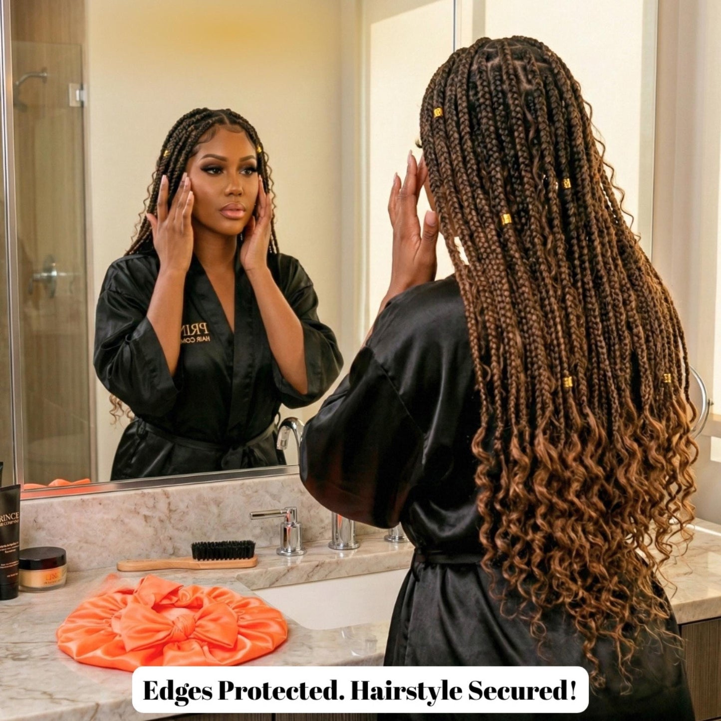 Almost Perfect Satin Bonnet – Stretch Tie Sleep Bonnet for Curly, Braids, Locs & Natural Hair | Sample Sale