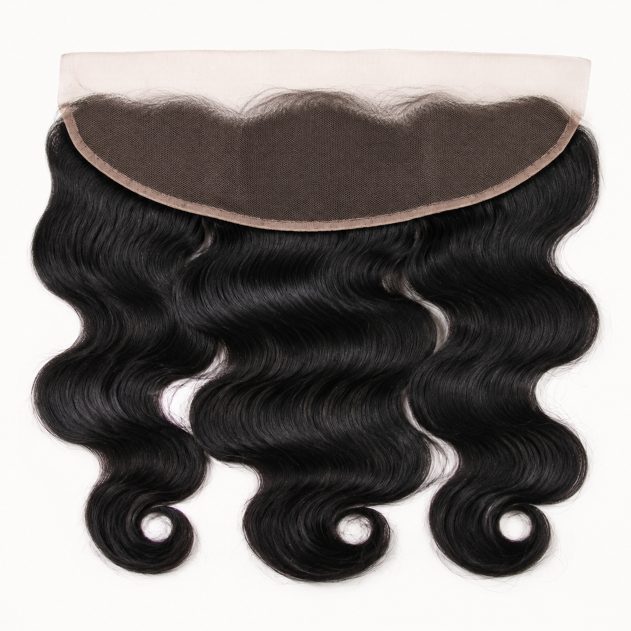 Indian Body Wave 13x4 Swiss lace frontal in natural black virgin human hair