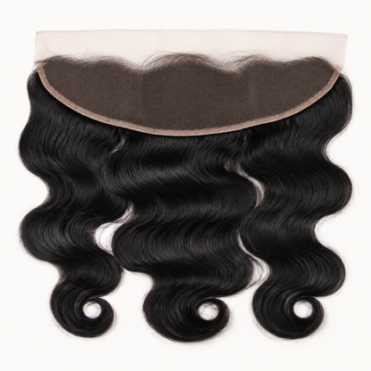 Indian Body Wave 13x4 Swiss lace frontal in natural black virgin human hair