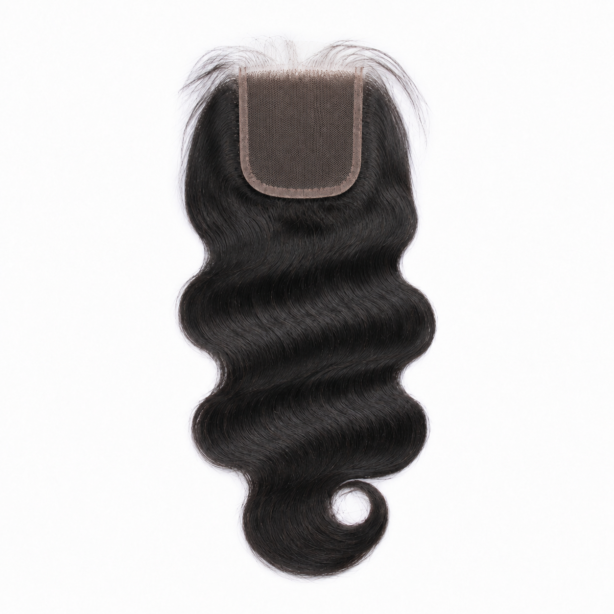 Indian Body Wave 4x4 Swiss lace closure in natural black virgin human hair
