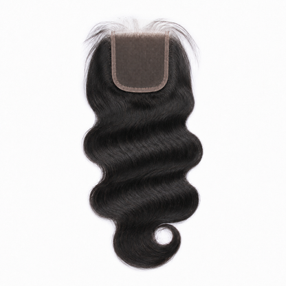 Indian Body Wave 4x4 Swiss lace closure in natural black virgin human hair