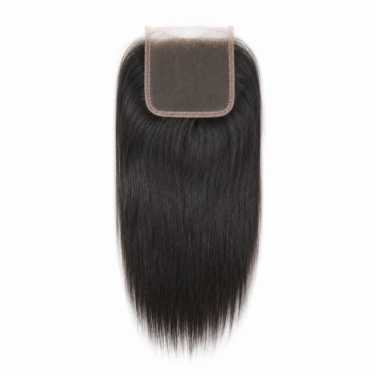 Indian Remy Straight 4x4 Swiss lace closure in natural black virgin human hair