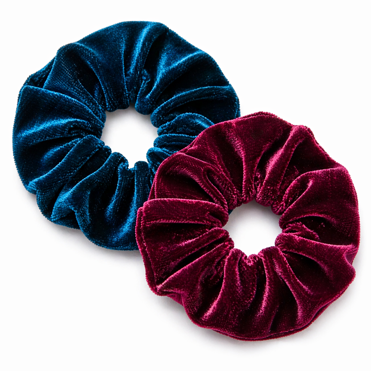 Jewel 2-piece velvet scrunchie set in deep teal and sangria