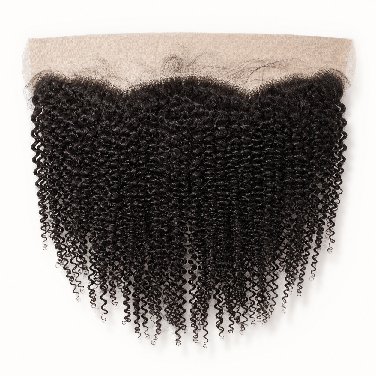 Kinky Curly 13x4 Swiss lace frontal in natural black virgin human hair