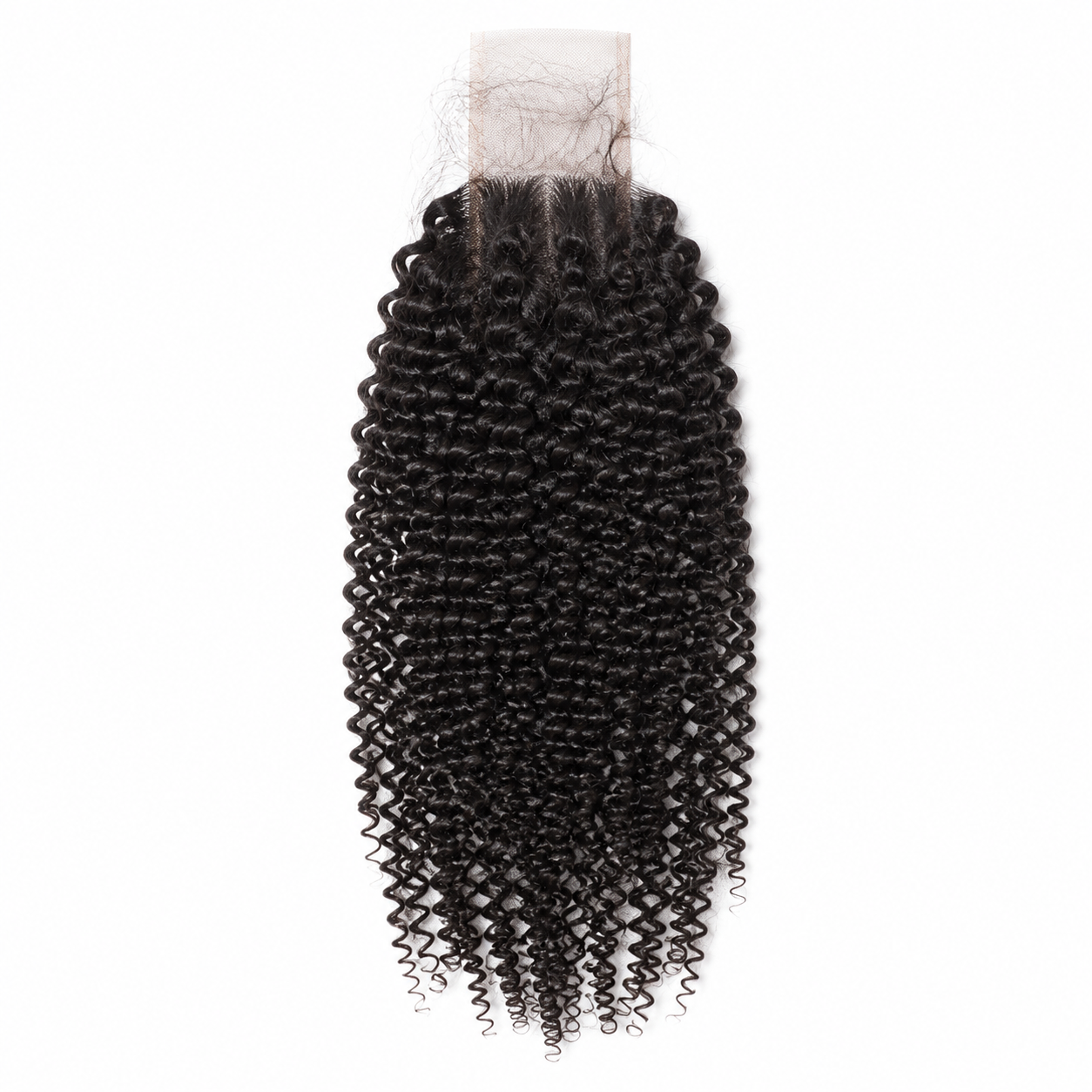 Kinky Curly 2x6 Swiss lace closure in natural black virgin human hair