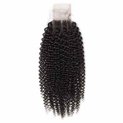 Kinky Curly 2x6 Swiss lace closure in natural black virgin human hair
