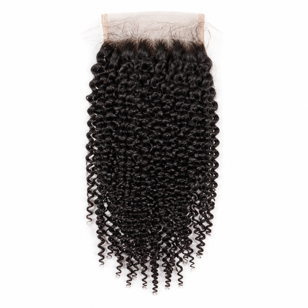 Kinky Curly 5x5 Swiss lace closure in natural black virgin human hair