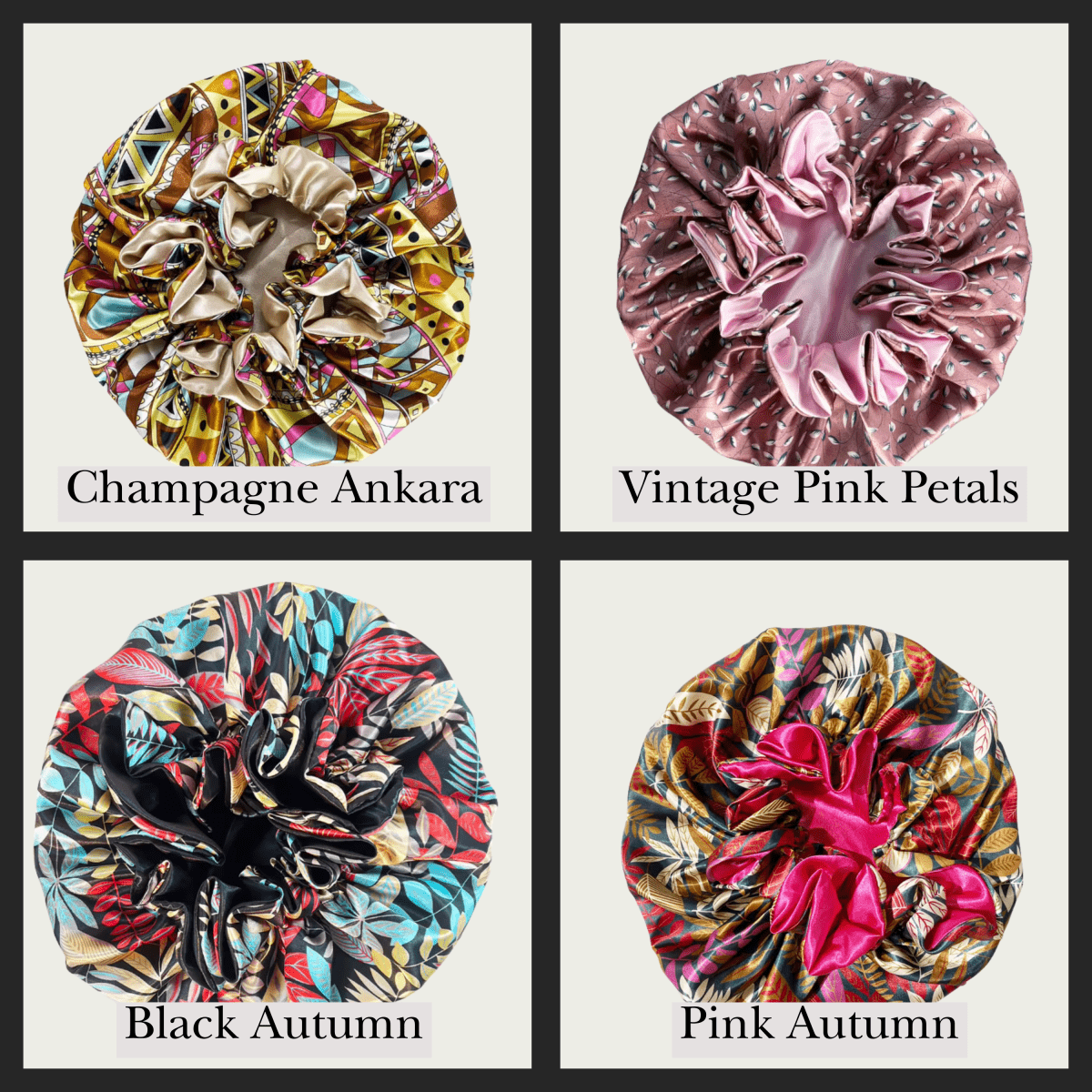 Large Ruffle Edge Satin Hair Bonnet - PHC