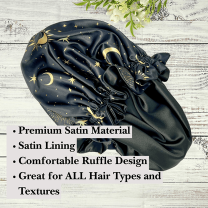 Large Ruffle Edge Satin Hair Bonnet - PHC