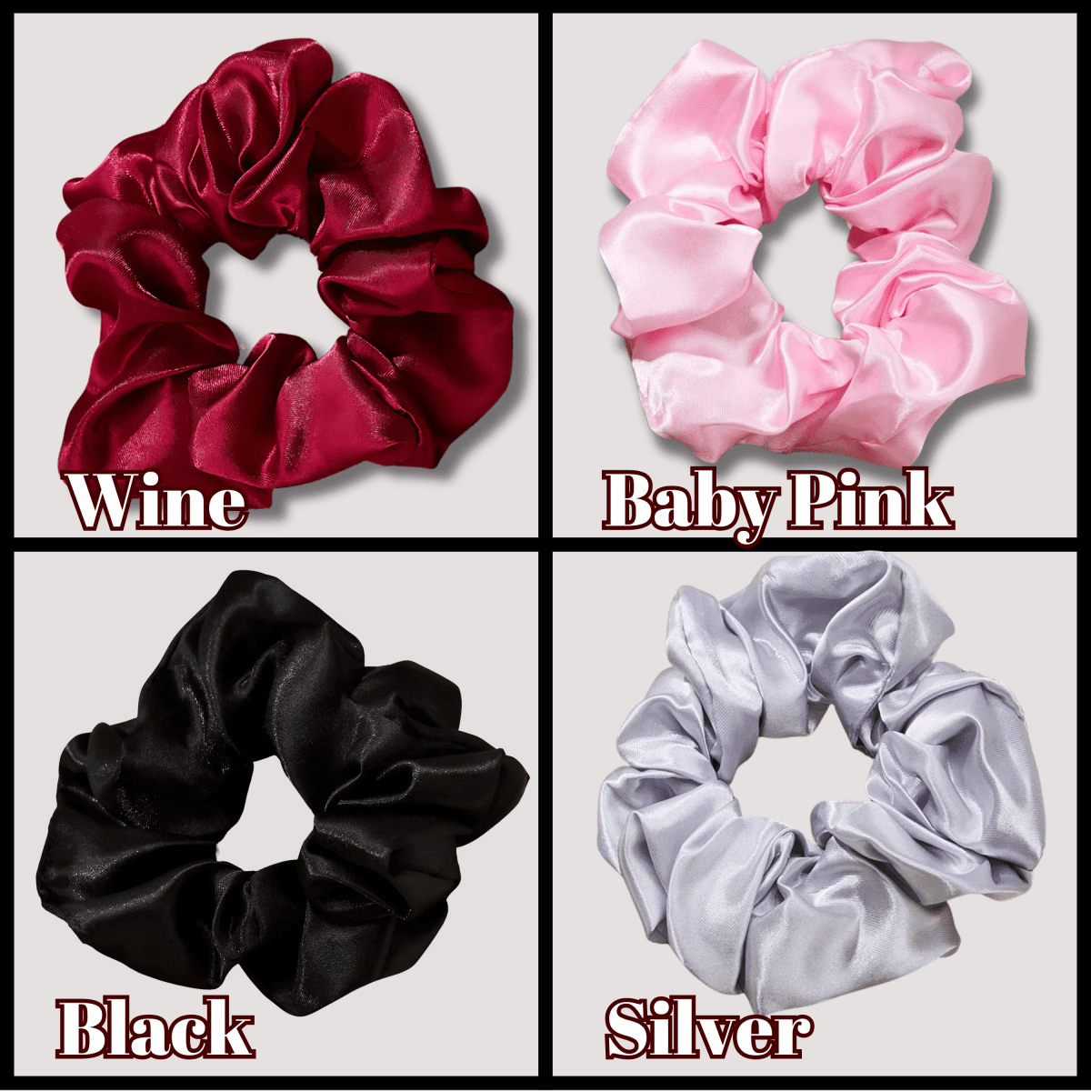 Assorted Satin Hair Scrunchies - Hair Ties for All Styles & Types - PHC