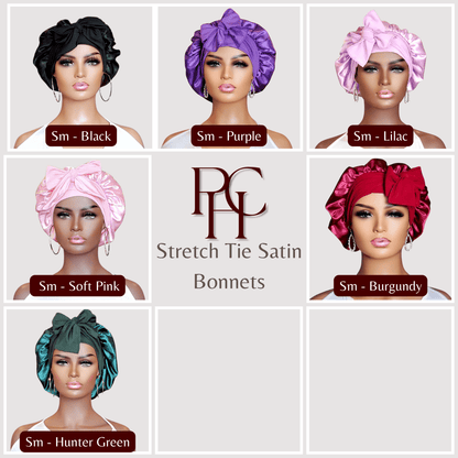 Limited - Time Clearance: Handmade Charmeuse Stretch Tie Hair Bonnets with Minor Flaws | Premium Quality for Less - PHC