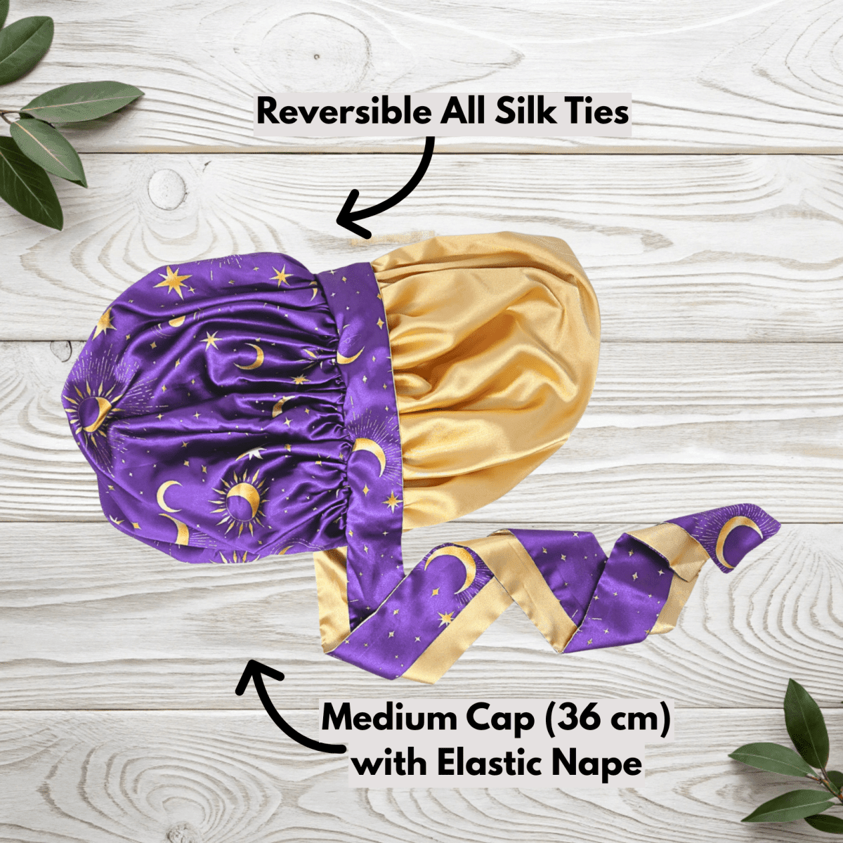 Luxury Celestial Blue Satin Bonnet with Matching Satin Ties | Reversible Sleep Cap - PHC