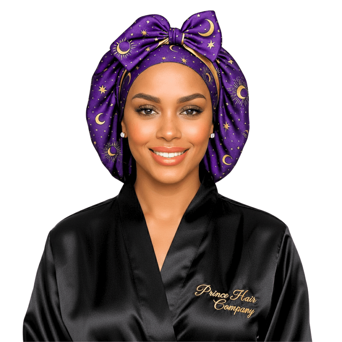 Luxury Celestial Blue Satin Bonnet with Matching Satin Ties | Reversible Sleep Cap - PHC
