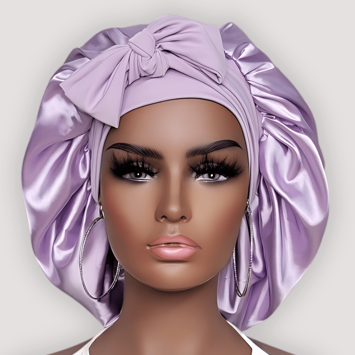 Luxury Handmade Charmeuse Silk Satin Lined Hair Bonnet - Lilac - PHC