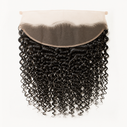 Malaysian Deep Curly 13x6 Swiss lace frontal in natural black virgin human hair