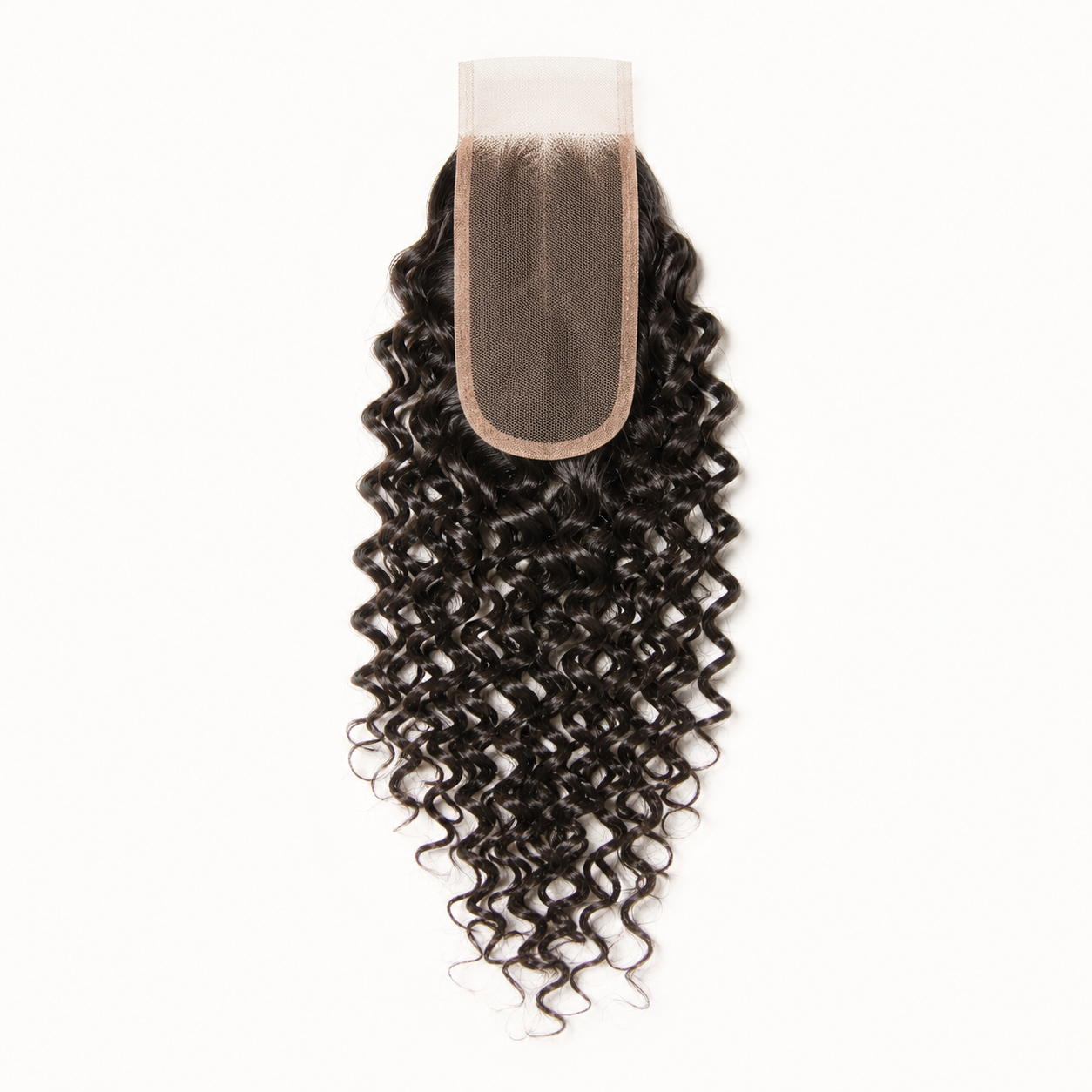 Malaysian Deep Curly 2x6 Swiss lace closure in natural black virgin human hair