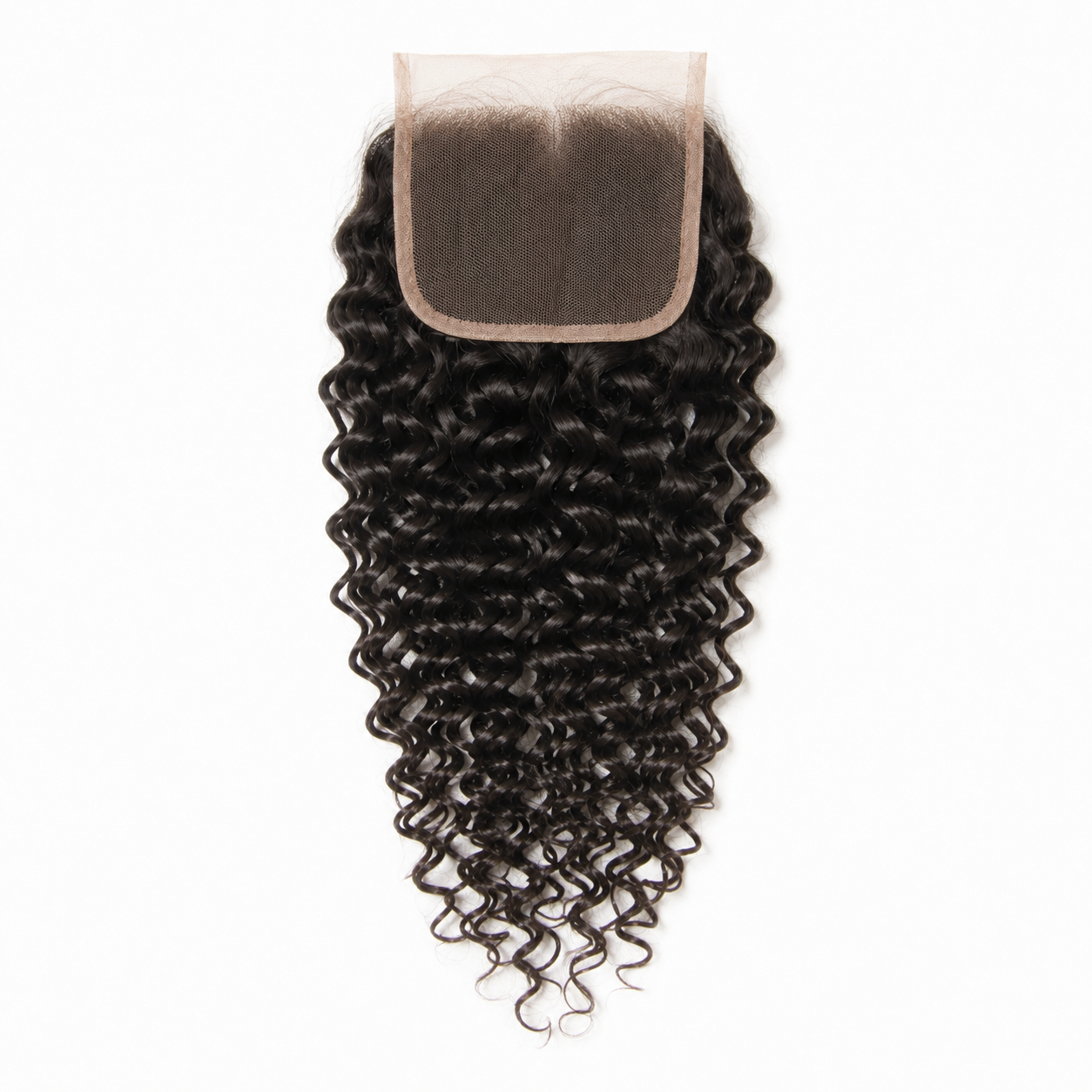 Malaysian Deep Curly 4x4 Swiss lace closure in natural black virgin human hair
