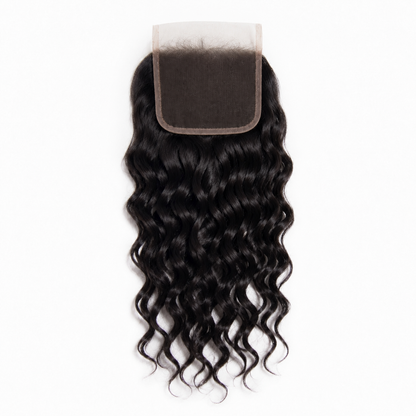 Malaysian Loose Deep 4x4 Swiss lace closure in natural black virgin human hair