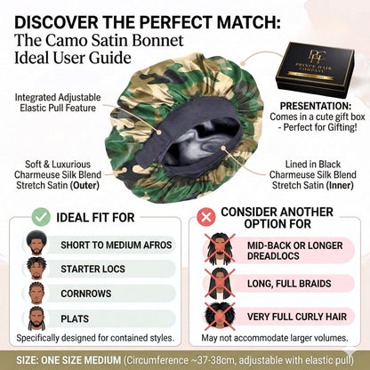 Men's Camo Satin Sleep Cap for Locs, Braids & Curls - PHC