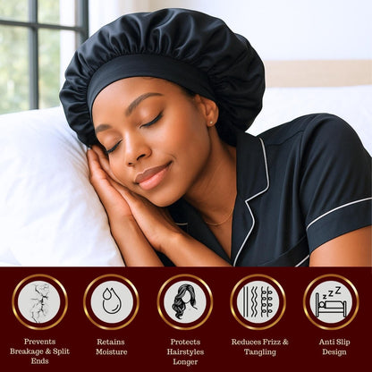 Non - Slip Adjustable No - Tie Satin Bonnet for Sleeping - PHC