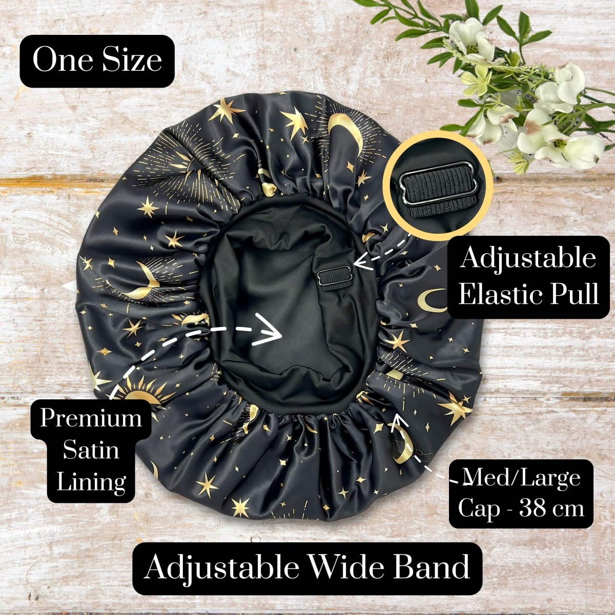 Non - Slip Adjustable No - Tie Satin Bonnet for Sleeping - PHC