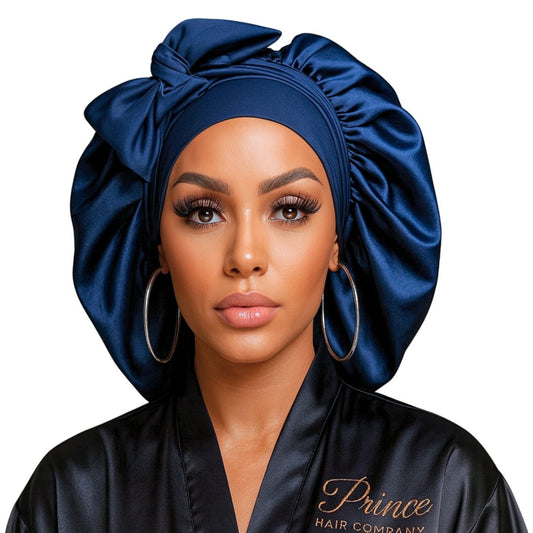 Original Stretch Tie satin bonnet by Prince Hair Company — adjustable double-layer sleep cap that stays on all night for curls, braids & locs