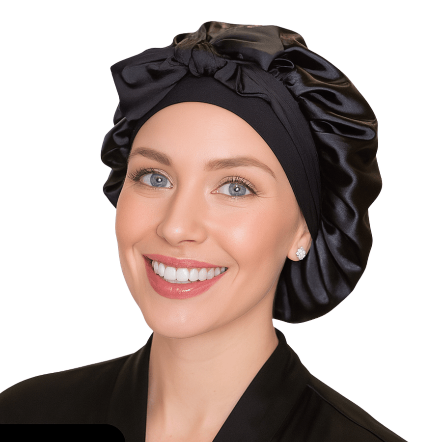 Original Stretch Tie satin bonnet by Prince Hair Company — adjustable double-layer sleep cap that stays on all night for curls, braids & locs