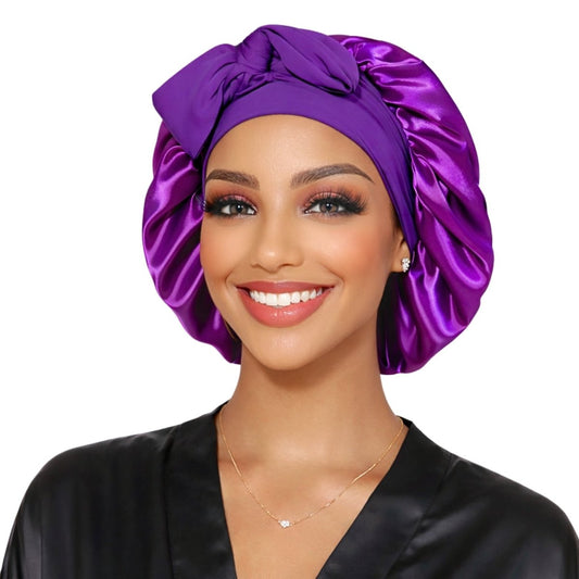 Original Stretch Tie satin bonnet by Prince Hair Company — adjustable double-layer sleep cap that stays on all night for curls, braids & locs