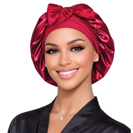 Original Stretch Tie satin bonnet by Prince Hair Company — adjustable double-layer sleep cap that stays on all night for curls, braids & locs