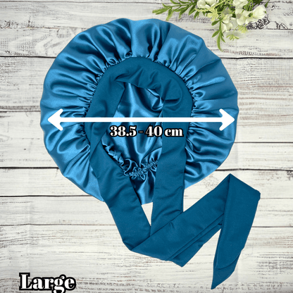 Peacock Blue Satin Hair Bonnet – Double Lined Sleep Cap for Curly, Natural, Braided &amp; Protective Styles | Small or Large - PHC