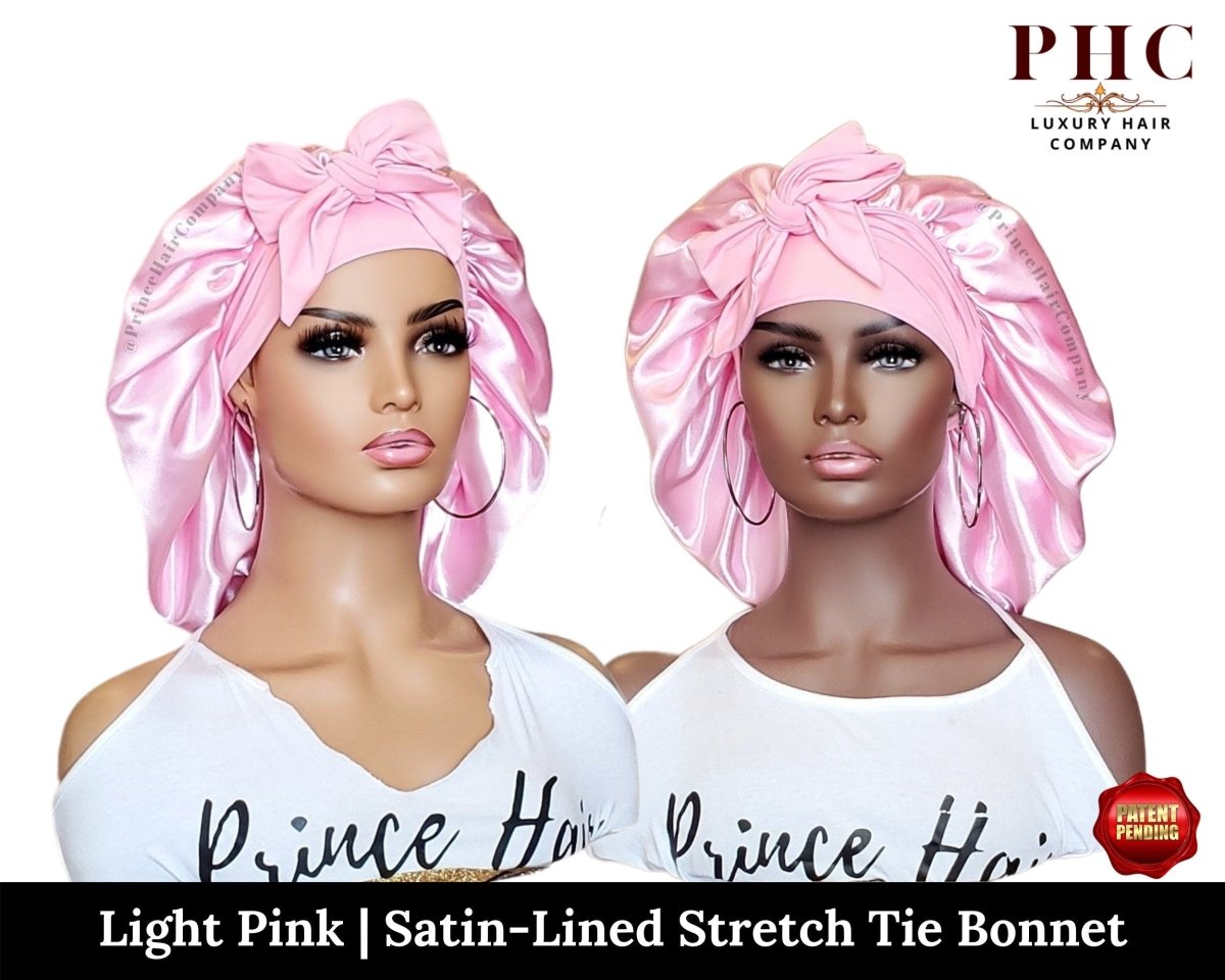 Pink Satin Tie Bonnet | Double Layered, Elastic Nape - PHC